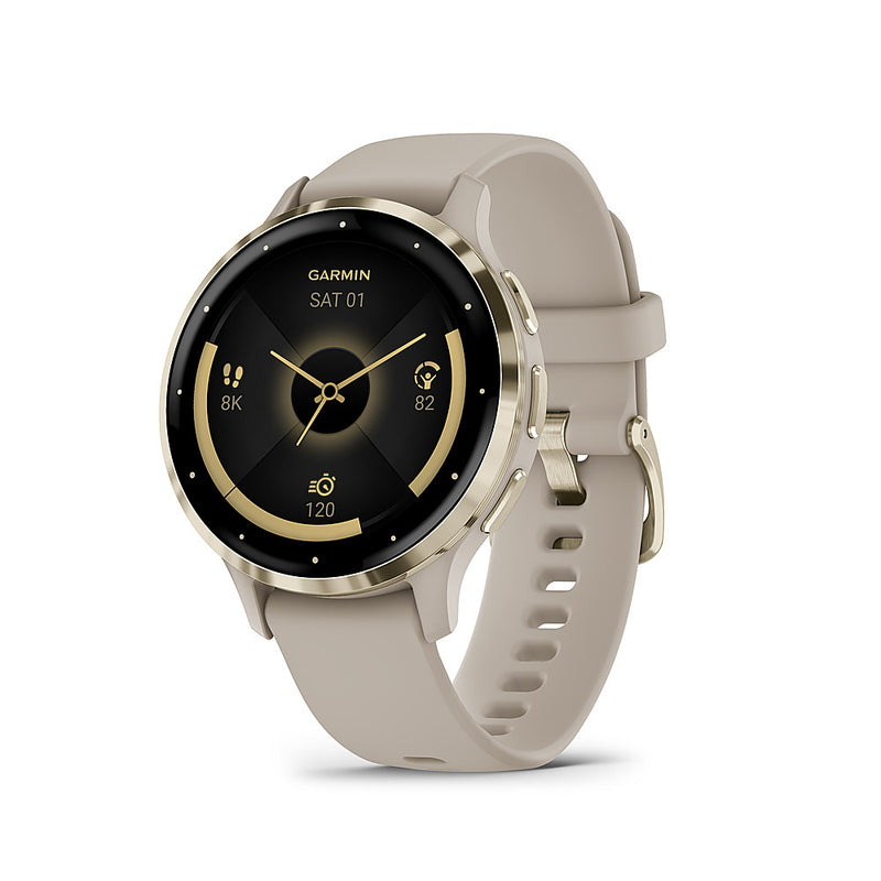 Garmin Venu 3S GPS Smartwatch - Soft Gold & French Grey | 010-02785-02