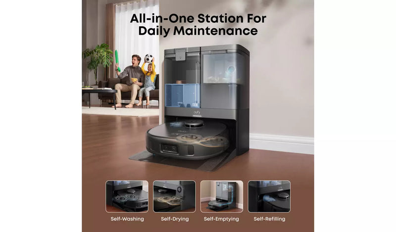 Eufy E28 X10 Pro Omni Robot Vacuum & Mop With All-In-One Station - Black | T2352V11
