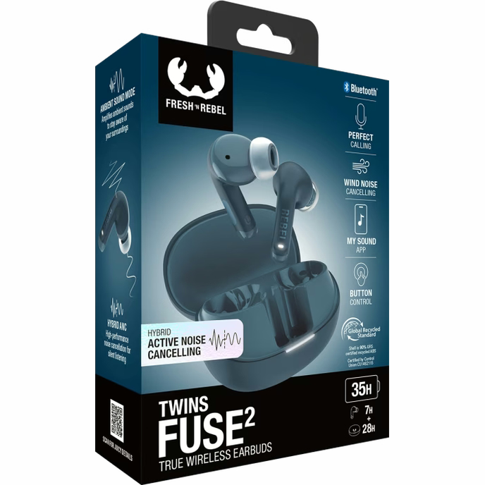 Fresh N Rebel Twins Fuse 2 Wireless Bluetooth Earbuds - Blue | 3TW1302RSB