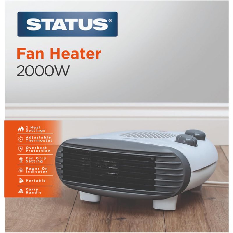 Status 2kW Flat Fan Heater - White | SHEAT04
