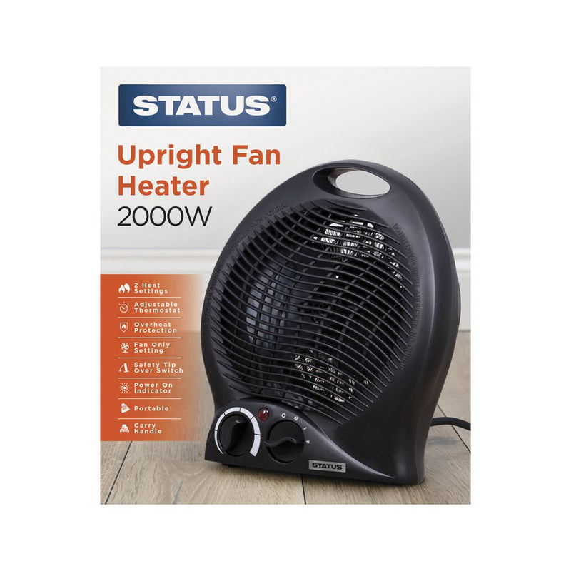 Status 2kW Upright Fan Heater - Black | SHEAT01B
