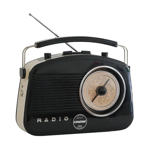 Steepletone Brighton FM/MW/LW Portable Retro Radio - Black | BRIGHTONBLK