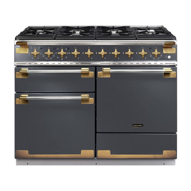 Rangemaster Elise 110cm Dual Fuel Range Cooker - Slate/Antique Brass | ELS110DFSL/AB
