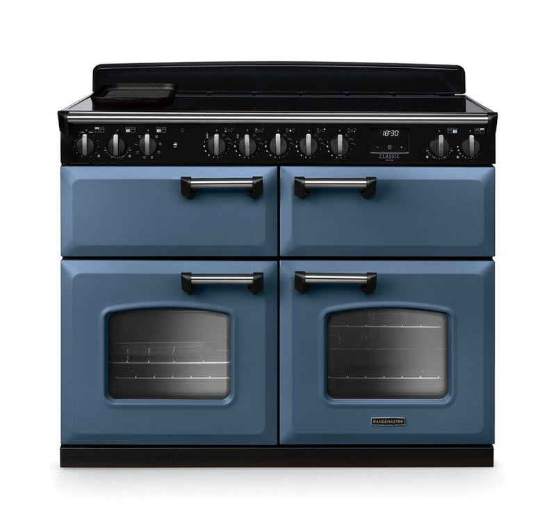Rangemaster Classic Deluxe 110cm Induction Range Cooker - Stone Blue/Chrome | CLDLB110EIPSTB/CM1