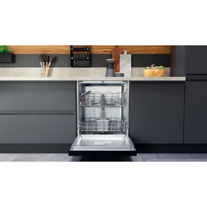 Hotpoint Semi Integrated Full Sized Dishwasher - Black - 14 Place Setting - E Rated - H3B L626 B UK