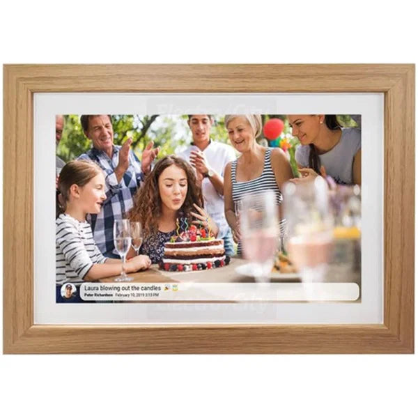 Inov8 10-Inch Digital Picture Frame With Frameo - White & Oak | DPF1001LMOK