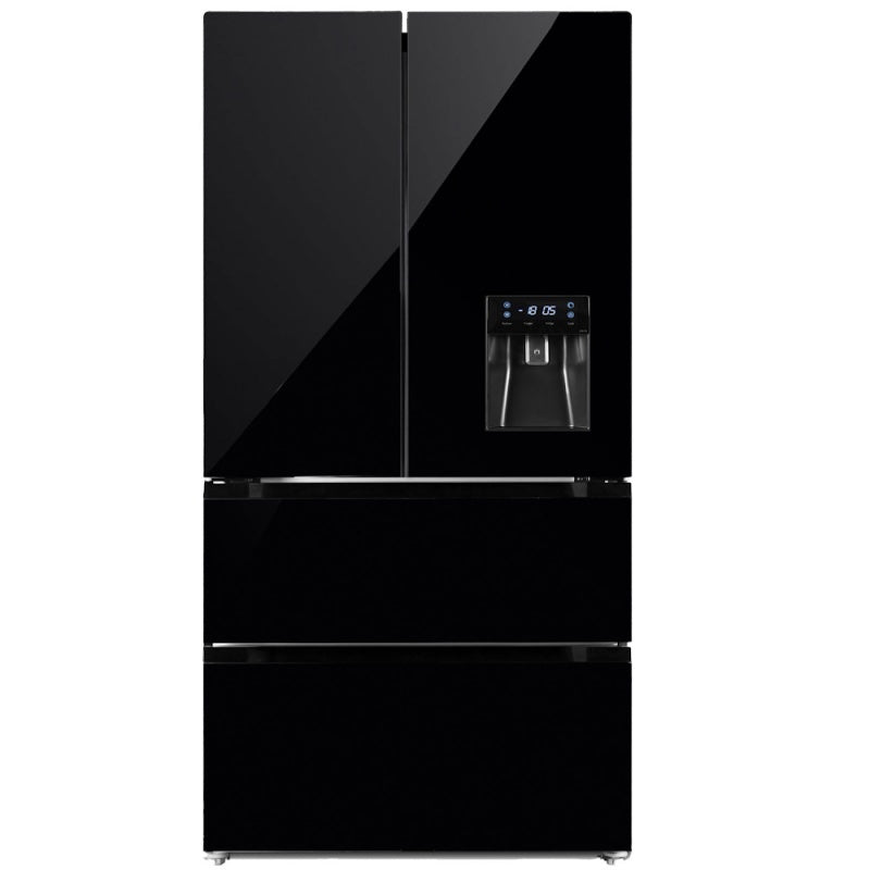 PowerPoint French Style Fridge/Freezer With Water Dispenser - Black Glass | P9917SKFDBLG
