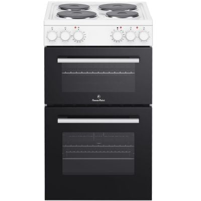 PowerPoint 50cm Solid Top Twin Cavity Cooker - White | P05E2AW