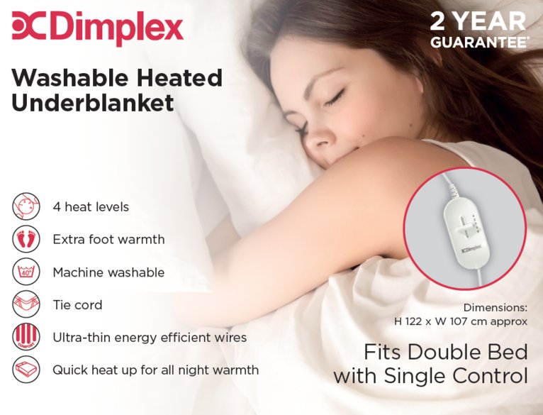 Dimplex Washable Double Bed Heated Underblanket With Single Control | DUB1012