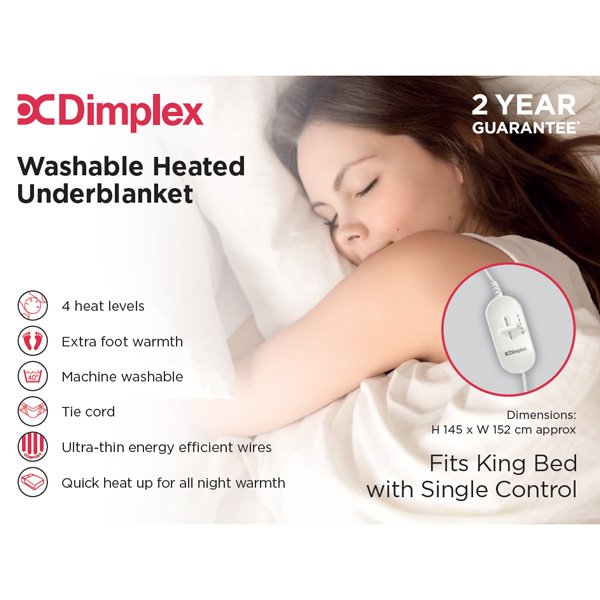 Dimplex Washable King Bed Heated Underblanket With Single Control | DUB1013