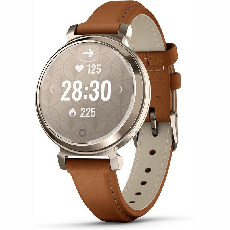 Garmin Lily 2 Classic Smartwatch - Cream Gold/Tan Leather Band | 49-GAR-010-02839-02