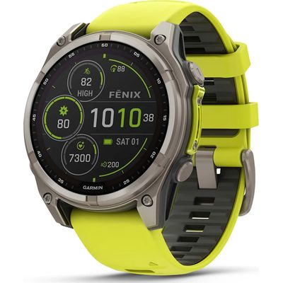 Garmin Fenix 8 47mm Sapphire Solar Smartwatch - Titanium Yellow/Graphhite | 49-GAR-010-02906-21