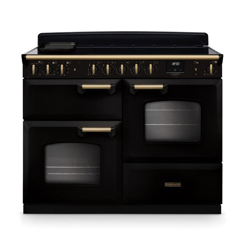 Rangemaster Classic Deluxe 110cm Induction Range Cooker CLDLO110EIPGBL/AB1 - Black/Antique Brass