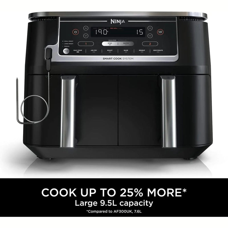 Ninja 9.5L Dual Zone Air Fryer With Probe - Black | AF451UK