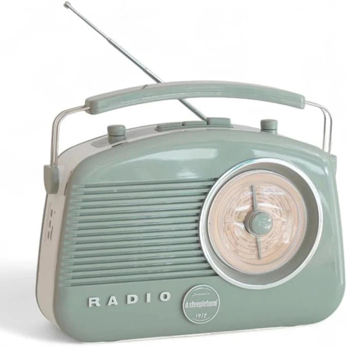 Steepletone Brighton Retro Style Portable 3 Band Radio - Sage Green | BRIGHTONSGBT