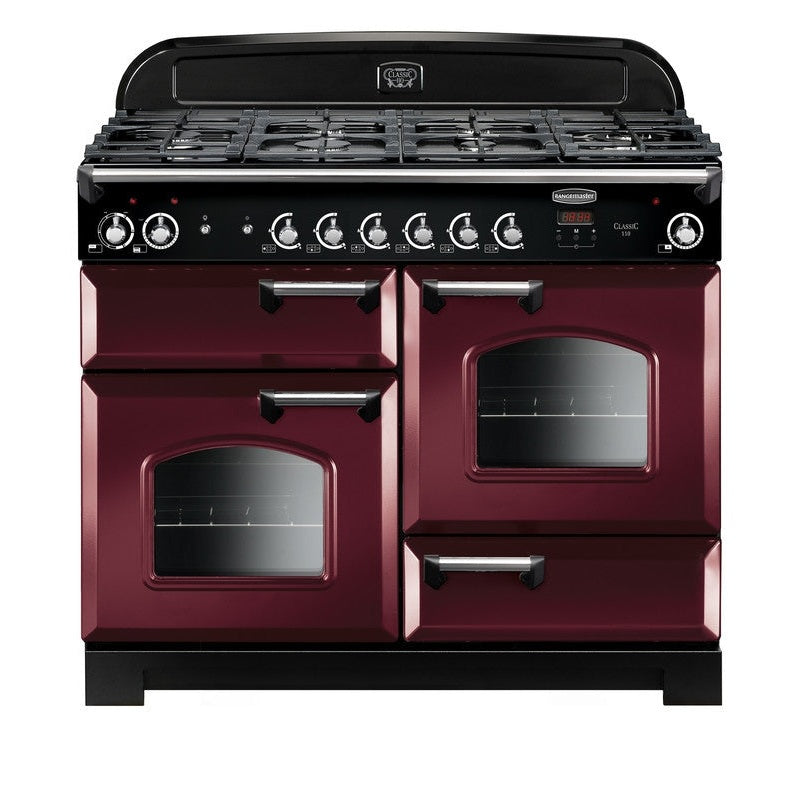 Rangermaster Classic 110cm Dual Fuel Range Cooker - Cranberry/Chrome | CLA110DFFCY/C