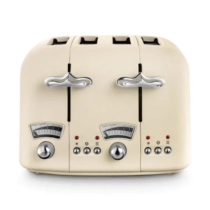 Delonghi Argento Flora Cream 4 Slice Toaster | CT04.BG