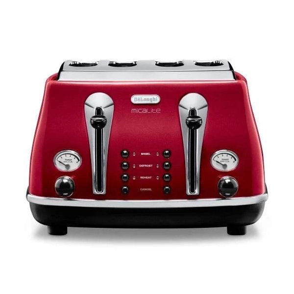 DeLonghi Icona Micalite 4 Slice Toaster - Red | CTOM4003.R