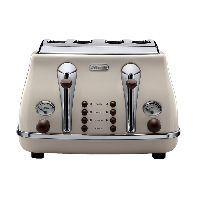 DeLonghi Icona Vintage Cream 4 Slice Toaster | CTOV4003.BG