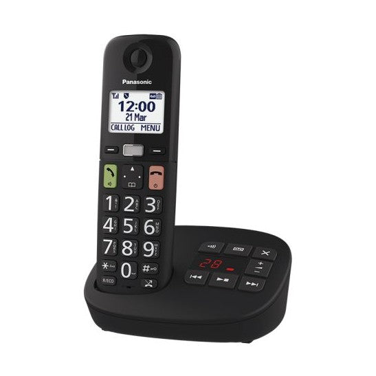 Panasonic KX-TGU130EB Big Button Cordless Phone with Answering Machine Black
