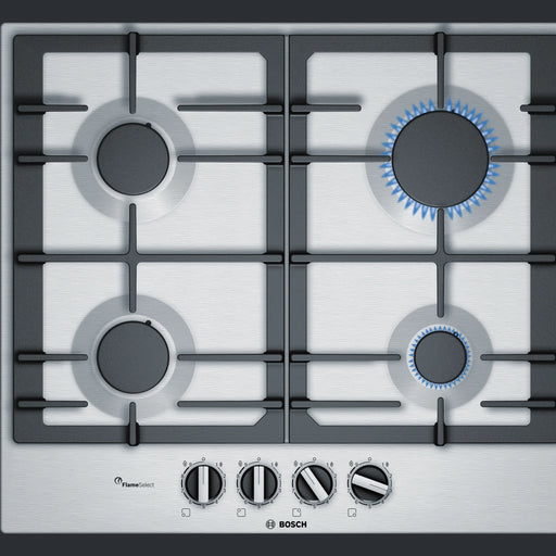 Bosch Series 6 PCP6A5B90 58cm 4-Burner Gas Hob - Stainless Steel