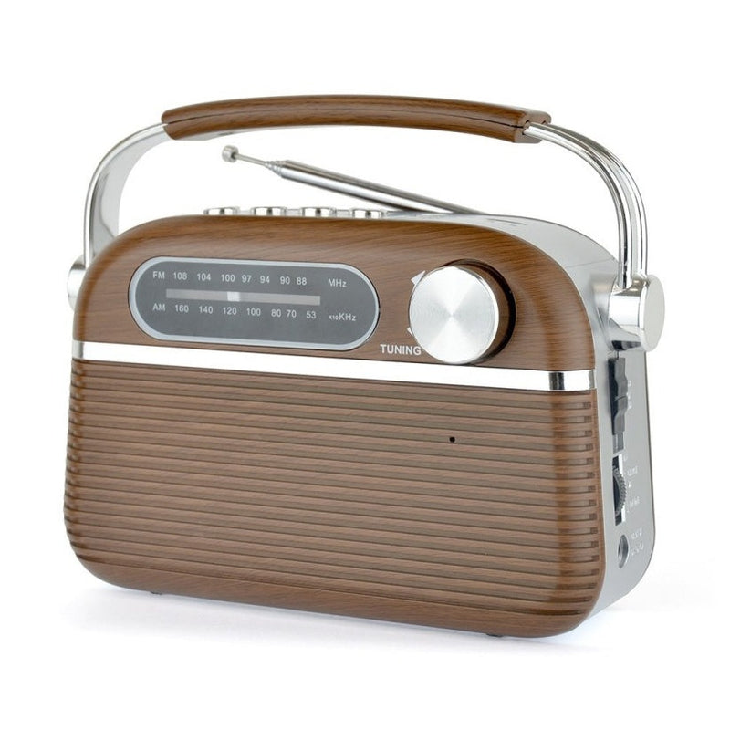 Lloytron Vintage Rechargeable Portable Bluetooth AM/FM Radio Wood Effect | N6403WD|32058