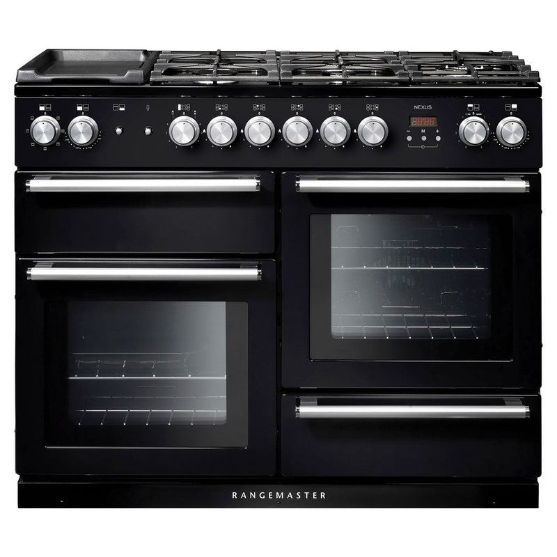 Rangemaster Nexus 110cm Dual Fuel Range Cooker - Black/Chrome | NEX110DFFBL/C