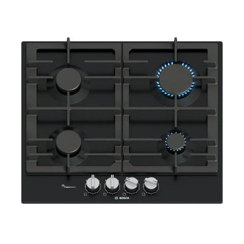 Bosch PCP6A6I90 Series 6 60cm 4 Burner Gas Hob Black| 38890