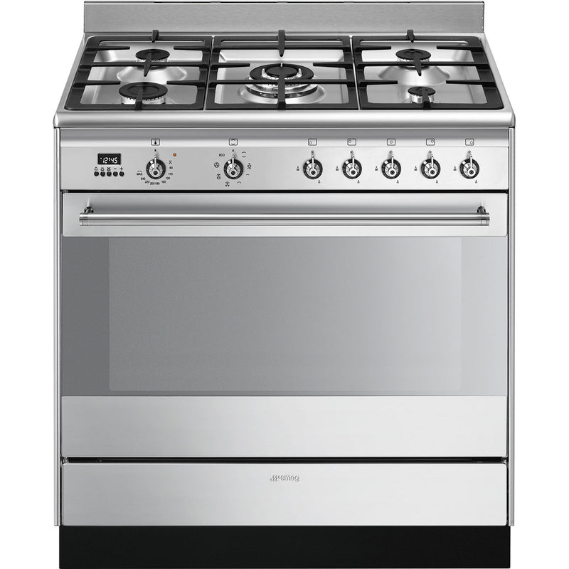 Smeg Concert 90cm Dual Fuel Single Cavity Range Cooker - Stainless Steel | SUK91MFX9