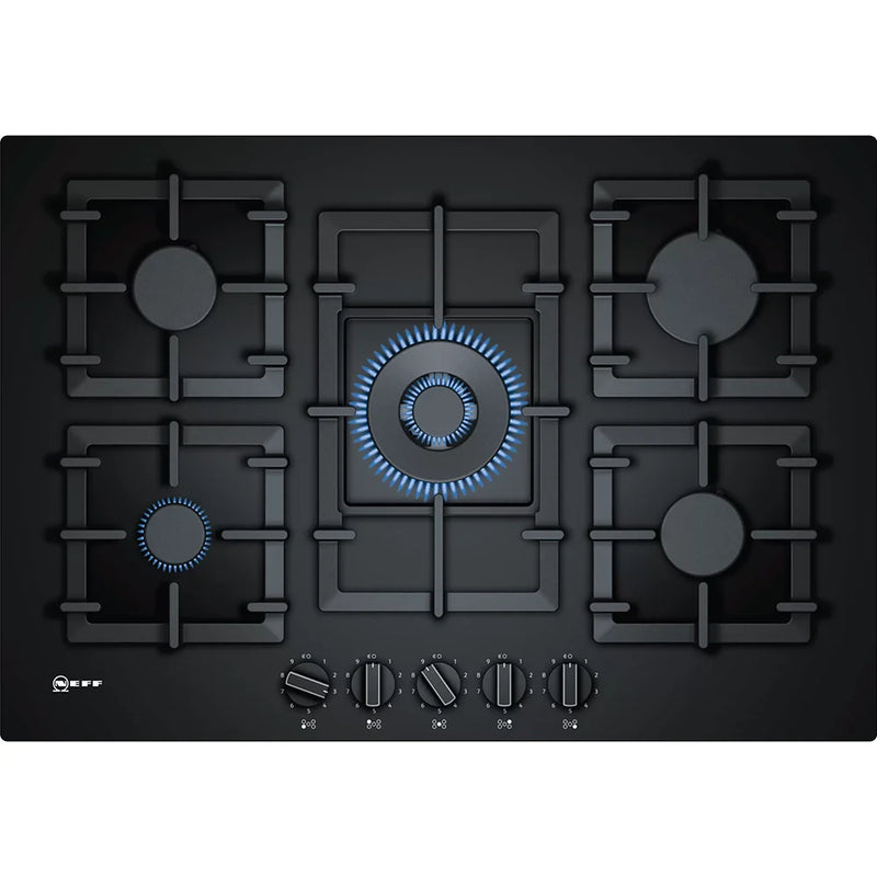 NEFF 75cm 5 RING GAS HOB BLACK TEMPERED GLASS