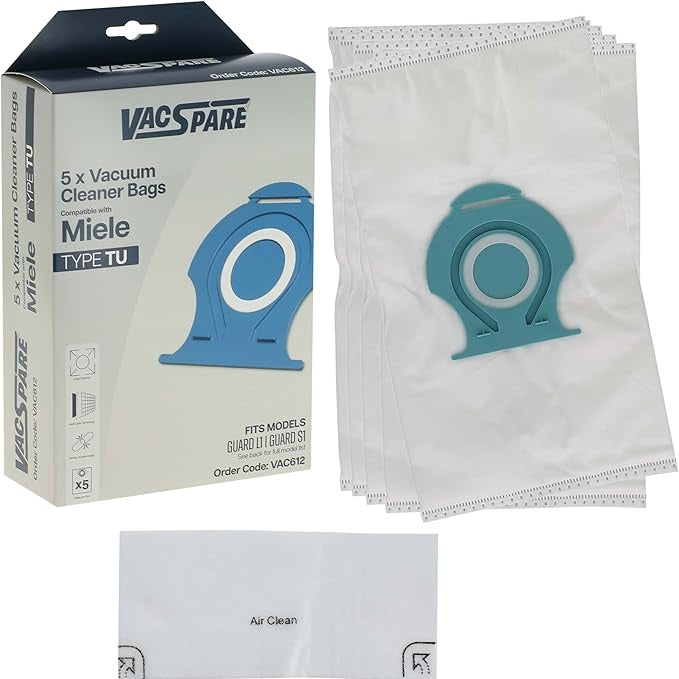Vacspare Type TU Microfibre Vacuum Bags Compatible With Miele Guard L1, S1 Alt To 12557060 | VAC612