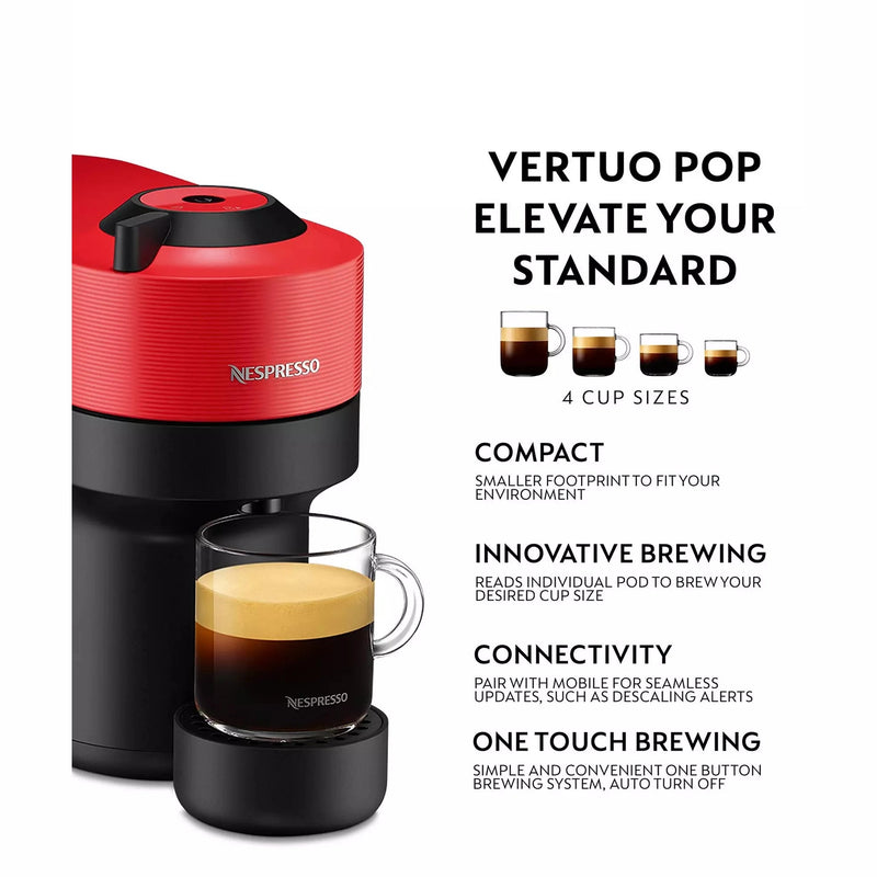 Krups Nespresso Vertuo Pop Coffee Pod Machine Red | XN920540