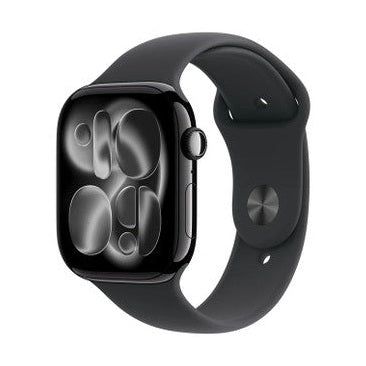 Apple Watch Series 11Â GPSÂ 46mmÂ Jet Black Aluminium Case with Black Sport Band - M/L | MEUX4MP/A