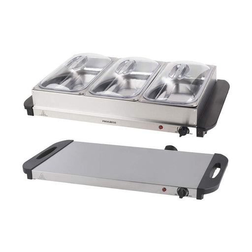 Progress EK3665P Large Portable Three Pan Buffet Server, 3 x 2.5L - Silver
