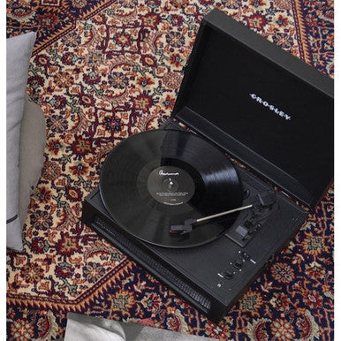 Crosley CR8017B-BK Voyager Portable Turntable with Bluetooth Receiver and Built-in Speakers Black