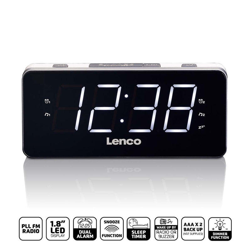 Lenco CR-18 Clock Radio With LED Display - Black | A002405
