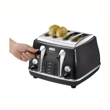 DeLonghi Icona Micalite 4 Slice Toaster - Black | CTOM4003.BK