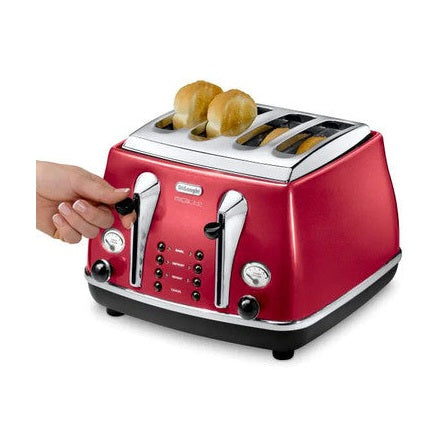 DeLonghi Icona Micalite 4 Slice Toaster - Red | CTOM4003.R
