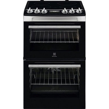Electrolux 55cm Electric Freestanding Double Cooker with Ceramic Hob - Stainless Steel | LKR555100X
