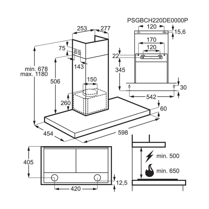 Electrolux 90cm T Box Chimney Hood Extractor Fan | LFT769X
