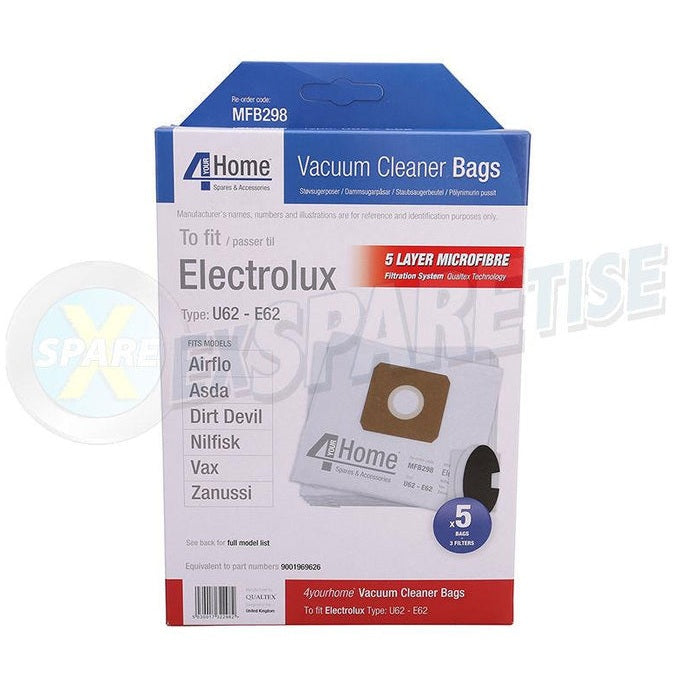 Microfibre Vacuum Bags for Electrolux U60 / E62 - Pack of 5
