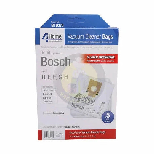 Bosch Microfibre Vacuum Bags Type D/E/F/G/H - 5 Pack