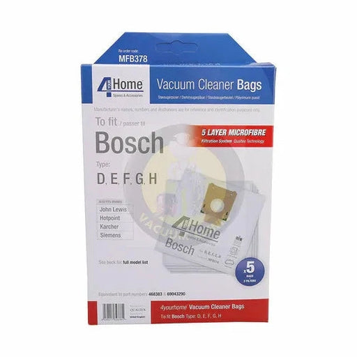 Bosch Microfibre Vacuum Bags Type D/E/F/G/H - 5 Pack