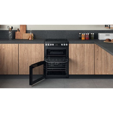 Hotpoint 60cm Electric Double Cooker with Ceramic Hob - Black | HDM67V9HCB/U