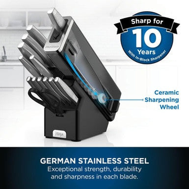 Ninja StaySharp 14-Piece Stainless Steel Knife Set Block with Built-In Sharpener | K62014EUUK