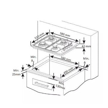 NordMende 60cm 4 Burner Gas Hob - Stainless Steel | HGX603IX