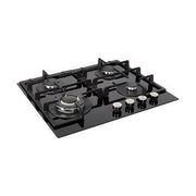 NordMende 60cm 4 x Burner Gas Hob Cast Iron Pan Supports - Black Glass | HGX603BGL