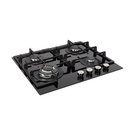 NordMende 60cm 4 x Burner Gas Hob Cast Iron Pan Supports - Black Glass | HGX603BGL