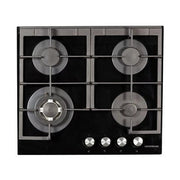 NordMende 60cm 4 x Burner Gas Hob Cast Iron Pan Supports - Black Glass | HGX603BGL