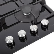 NordMende 60cm 4 x Burner Gas Hob Cast Iron Pan Supports - Black Glass | HGX603BGL